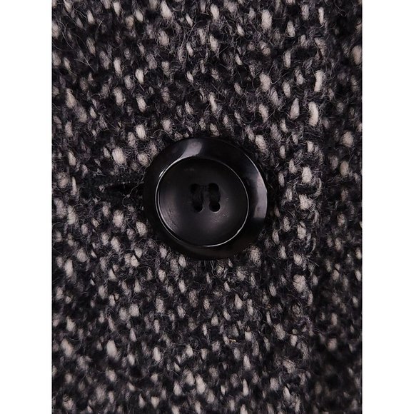 Holt Renfrew Alpaca Kid Mohair and Wool Tweed Over Coat In Speckled Black Size 8 - Picture 3 of 7